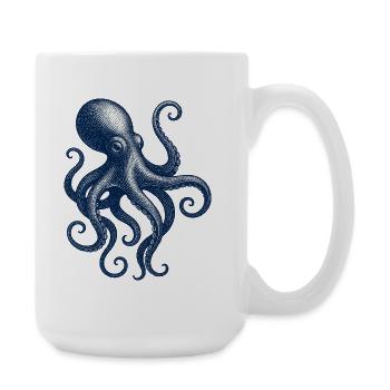 Vintage Octopus Illustration - Large Mug 440 ml - white - Right