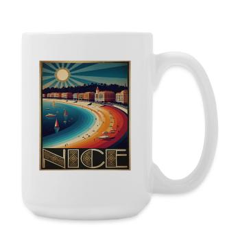 Nice Vintage – French Riviera – Retro Beach Poster - Large Mug 440 ml - white - Right