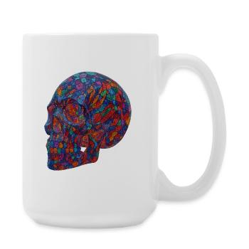Bunter Mosaik-Schädel - Große Tasse 440 ml - Weiß - Rechts