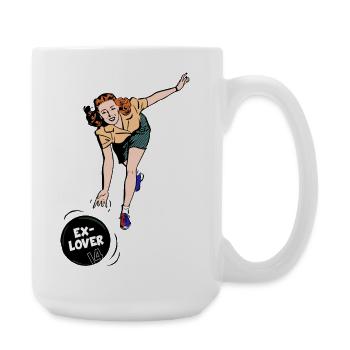 Ex-Lover Bowling – Retro Comic Style - Große Tasse 440 ml - Weiß - Rechts