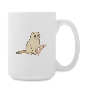 Cute Cat with a Melancholic Expression - Large Mug 440 ml - white - Right