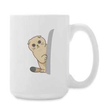 Cute Cat Waiting Outside the Door - Large Mug 440 ml - white - Right