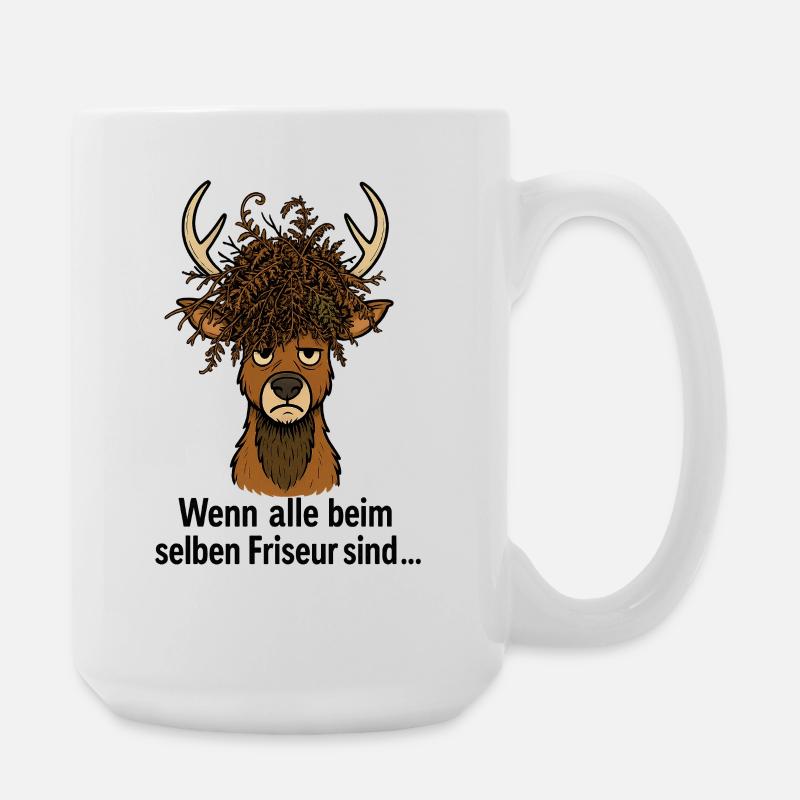 Frisör-Hirsch Horst - Große Tasse 440 ml - Weiß