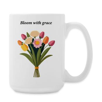 Frühlingsstrauß aus Tulpen und Rosen - Große Tasse 440 ml - Weiß - Rechts
