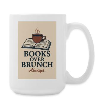 Kaffee und Bücher Motiv - Große Tasse 440 ml - Weiß - Rechts