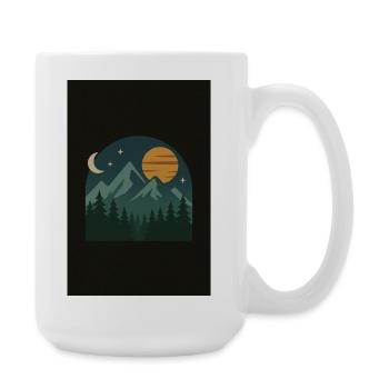 Night Mountain Landscape Illustration - Large Mug 440 ml - white - Right