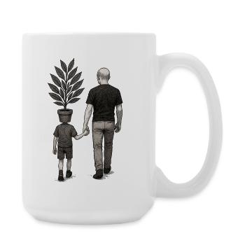 Elterliche Unterscheidung mit Blumentopf - Große Tasse 440 ml - Weiß - Rechts