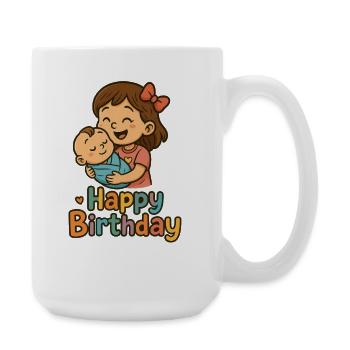 Herzliche Geburtstagskinder Illustration - Große Tasse 440 ml - Weiß - Rechts