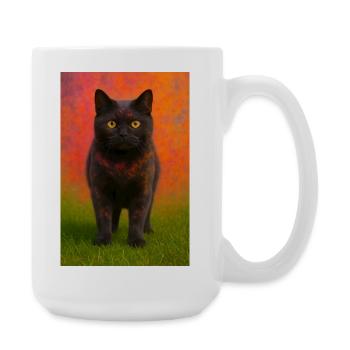 Night cat with color explosion in the background - Large Mug 440 ml - white - Right