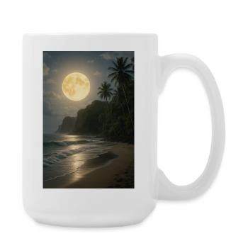 Mondschein über Tropenstrand - Große Tasse 440 ml - Weiß - Rechts