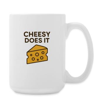 Cheesy does it Motivational Design - Große Tasse 440 ml - Weiß - Rechts