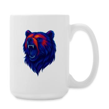 Life-robbing bear head in neon style - Large Mug 440 ml - white - Right