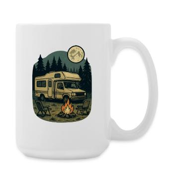 Nuit en forêt avec camping-car et feu de camp - Grande tasse 440 ml - blanc - Droite