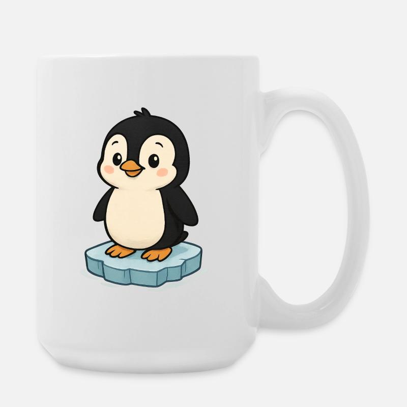 Niedlicher Pinguin auf Eisblock - Große Tasse 440 ml - Weiß