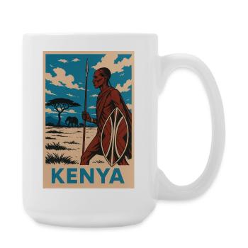 Kenya Maasaï guerrier Nature Illustration - Grande tasse 440 ml - blanc - Droite