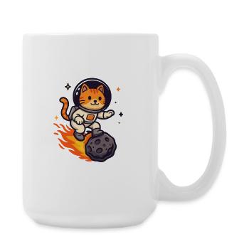 Astro Cat Meteor Rider Kawaii Weltraum Katze  - Große Tasse 440 ml - Weiß - Rechts