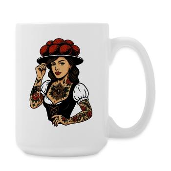 Bollenhut Tattoo Girl Black Forest Freiburg - Large Mug 440 ml - white - Right