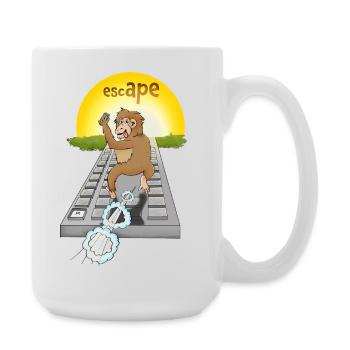 Humorvolles Affen-Design mit Tastatur - Große Tasse 440 ml - Weiß - Rechts