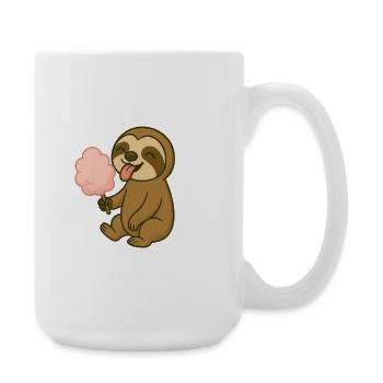 Mignon paresseux avec de la barbe à papa - Grande tasse 440 ml - blanc - Droite