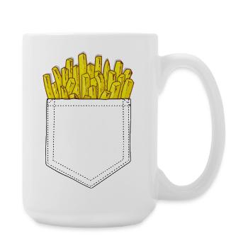 French Fries Pocket Humor Junkfood Trompe l'oeil - Large Mug 440 ml - white - Right