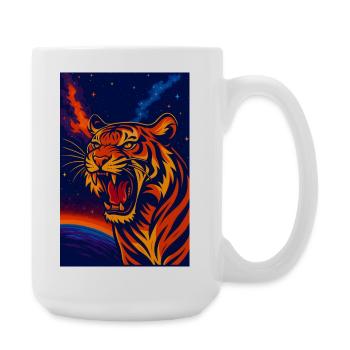 Celestial Tiger Nebula Design, Love Tigers - Large Mug 440 ml - white - Right