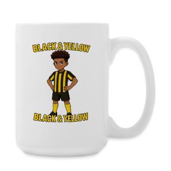 Black and Yellow Player Design for Kids - Large Mug 440 ml - white - Right