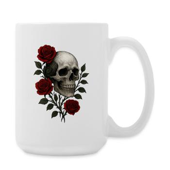 Gothic Skull with Romantic Roses Design - Large Mug 440 ml - white - Right