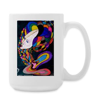 Brightly Colored Mystical Portrait - Large Mug 440 ml - white - Right