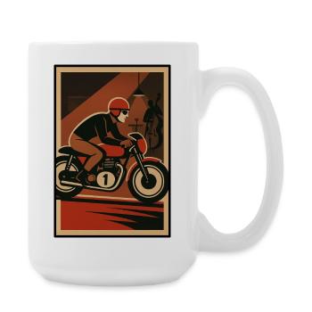 Vintage Motorrad und Jazz Musik Muster - Große Tasse 440 ml - Weiß - Rechts