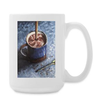 Kaffee-Schoko-Becher mit wirbelnder Kakaokunst - Große Tasse 440 ml - Weiß - Rechts