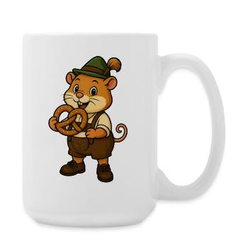 Hamster en costume traditionnel avec bretzels - Grande tasse 440 ml - blanc - Droite
