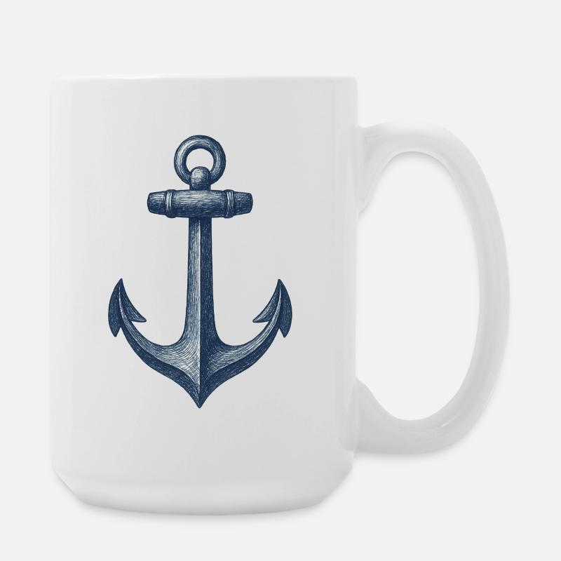 Nautical Anchor Illustration - Large Mug 440 ml - white