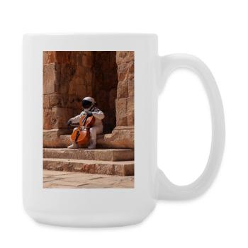 Astronaut Playing Cello in Ancient Ruins - Large Mug 440 ml - white - Right