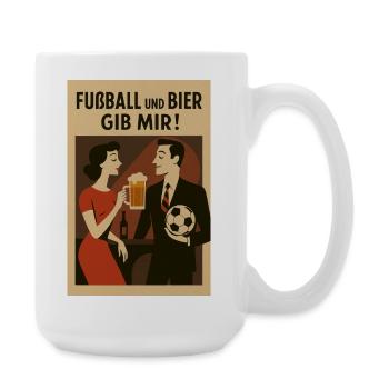 Colored soccer ball and beer spirit print design - Large Mug 440 ml - white - Right