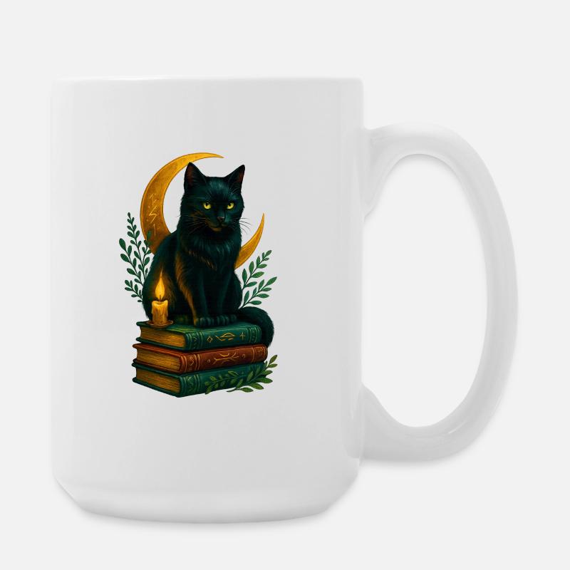 Enchanting_black_cat - Large Mug 440 ml - white