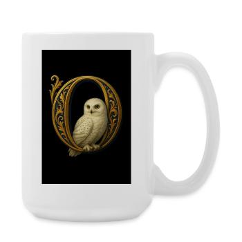 O – Ornement magique avec harfang des neiges - Grande tasse 440 ml - blanc - Droite