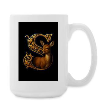 S – Magisches Ornament mit Hirschkuh - Große Tasse 440 ml - Weiß - Rechts