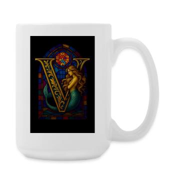V – Ornement magique avec sirène - Grande tasse 440 ml - blanc - Droite