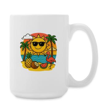 Sunny tropical design with flamingo - Large Mug 440 ml - white - Right