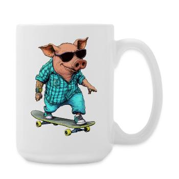 Skater Schwein - Große Tasse 440 ml - Weiß - Rechts