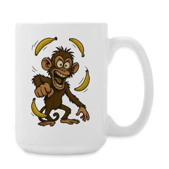 Boisterous monkey with banana motif - Large Mug 440 ml - white - Right