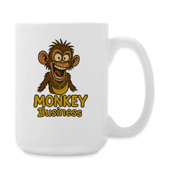 Funny Monkey with Necklace and Banana - Large Mug 440 ml - white - Right