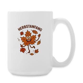 Autumn leaves cheerful leaf character - Large Mug 440 ml - white - Right
