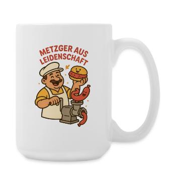 Passionate butcher with humor - Large Mug 440 ml - white - Right