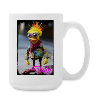 Bunter Puppen-Charakter mit Gummigefühl - Große Tasse 440 ml - Weiß - Rechts