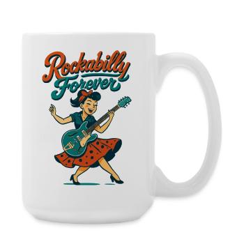 Rockabilly Forever E-Gitarre Frau 50er Geschenk - Große Tasse 440 ml - Weiß - Rechts