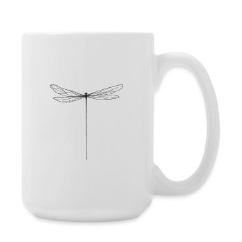 Finely drawn dragonfly in minimalist style - Large Mug 440 ml - white - Right