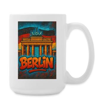 Grafiti Berlin T-Shirt mit Brandenburger Tor - Große Tasse 440 ml - Weiß - Rechts