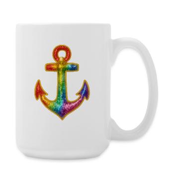 Leuchtender Anker in Regenbogenfarben - Große Tasse 440 ml - Weiß - Rechts