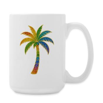 Bunter Regenbogen Palme - Große Tasse 440 ml - Weiß - Rechts